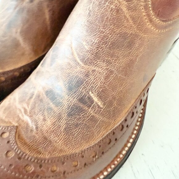 Rod Patrick Mens Cowboy Boots 10.5B Brown Calf Western Leather Soles Blunt Toe - Picture 5 of 14